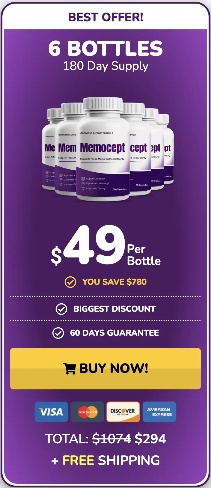 Menocept 6-bottle pack — 180-day supply, best per-bottle price with free bonuses